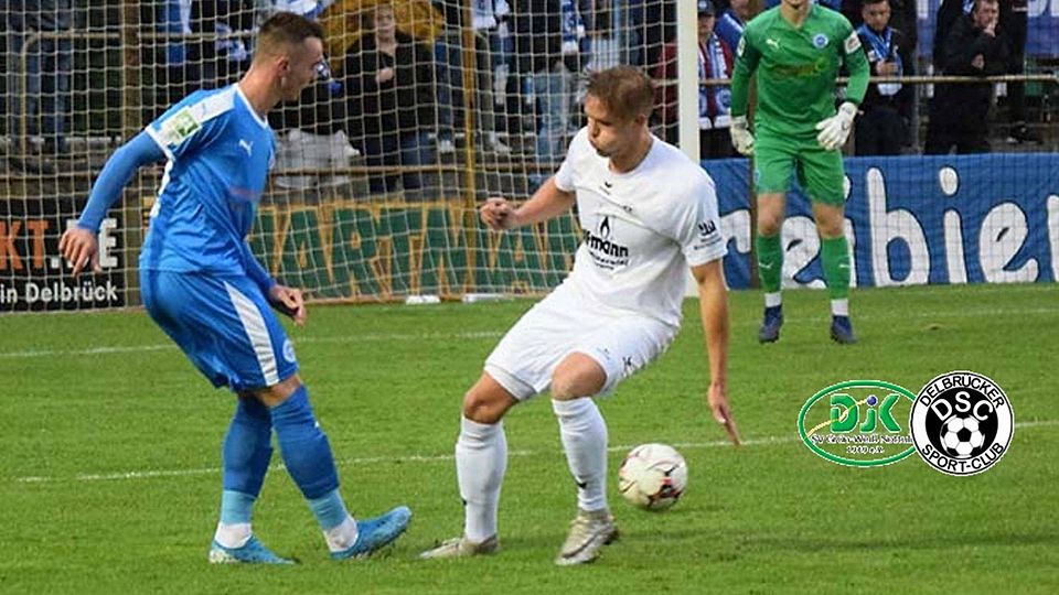 Traf zur Führung: Oliver Cylkowski (r.) brachte den Delbrücker SC in Nottuln in Front. Sein Tor reichte aber nicht für Punkte. 